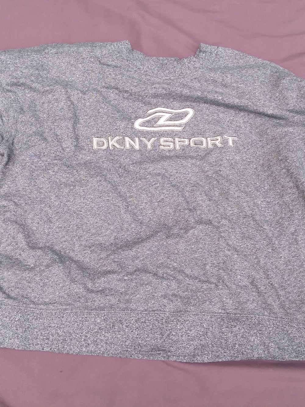 DKNY Gray Heather Sport Crewneck with Pink Trim
